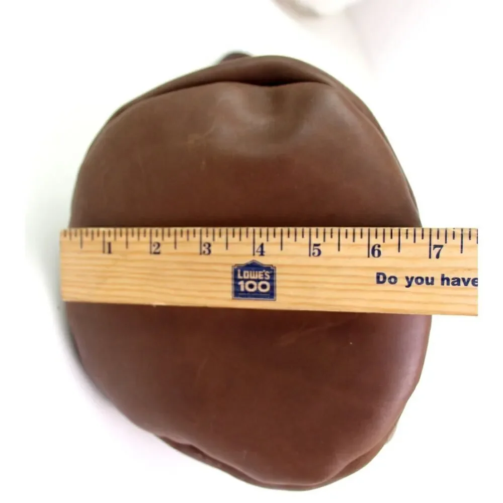 Mossbags BROWN GENUINE LEATHER DRAWSTRING SHOULDER BAG HANDBAG PURSE